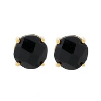Pori 14k Gold Black Onyx Ball Stud Earrings On Free Pori 18k Gold Plated Sterling Silver Black Onyx Gemstone Round G Stud Earrings