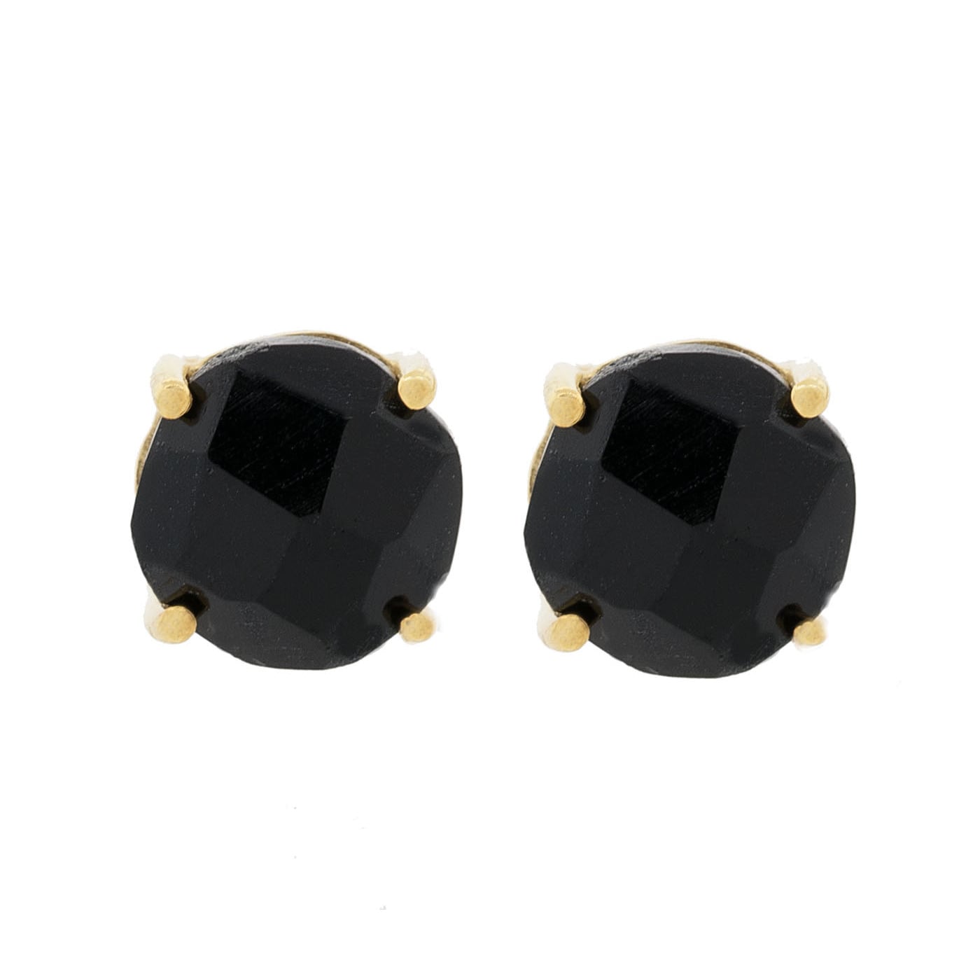 Pori 18k Gold Plated Sterling Silver Black Onyx Gemstone Round G Stud Earrings Pori 18k Gold Plated Sterling Silver Black Onyx Gemstone Round G Stud Earrings