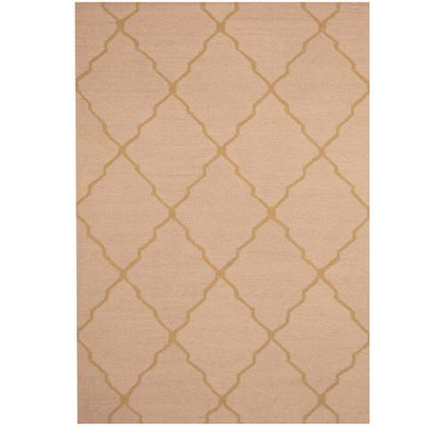 Handmade One-of-a-Kind Trellis Wool Rug (India) - 5' x 7'