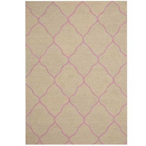Handmade One-of-a-Kind Trellis Wool Rug (India) - 5' x 7'