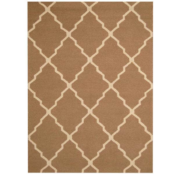 slide 2 of 9, Handmade Trellis Wool Rug (India) - 5' x 7'