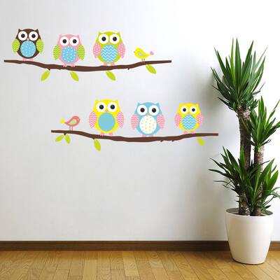 HomeSource 2 Branches of Owls 16-inch x 24-inch Removable Wall Graphic