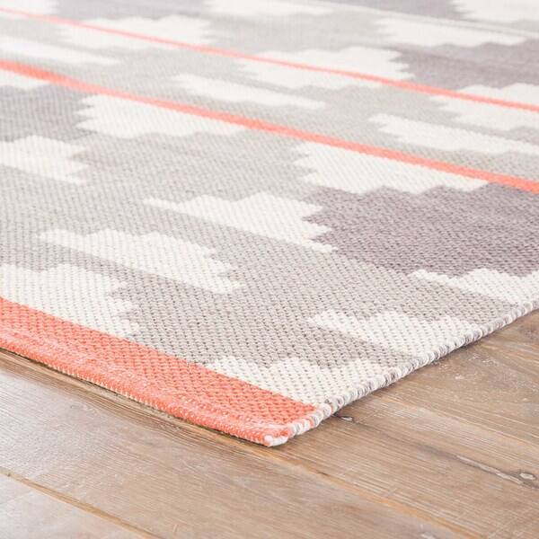 Shop Salvador Handmade Geometric Gray Coral Area Rug 8 X 11 8 X 11 Surplus Overstock 12011281
