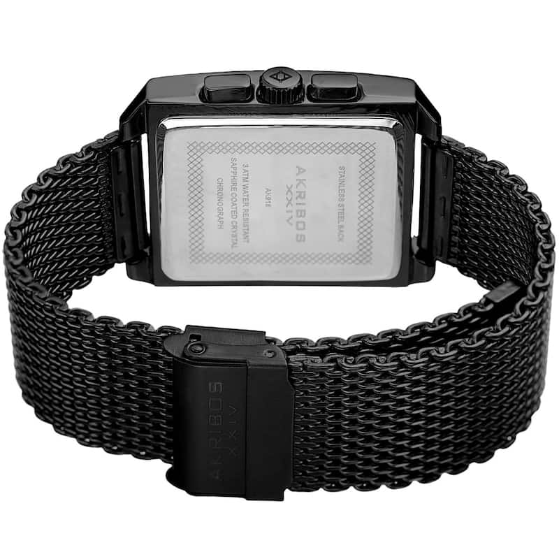 Akribos XXIV Men's Quartz Chronograph Date Black Bracelet Watch