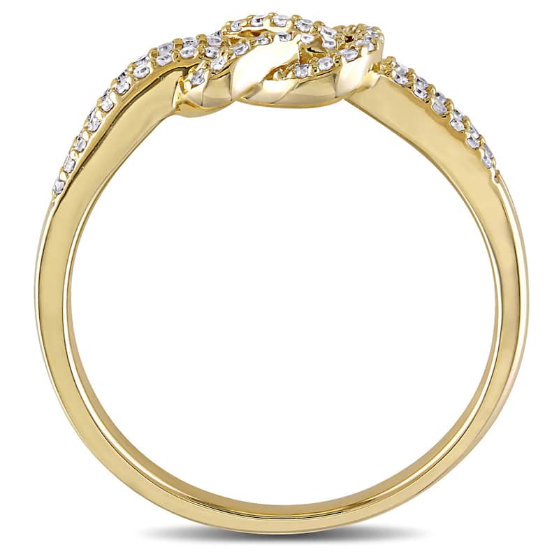 Miadora 14k Yellow Gold 1/6ct TDW Diamond Double Row Infinity Ring - White