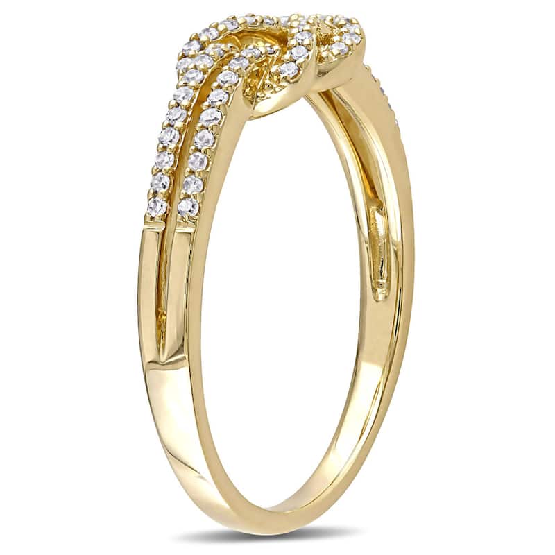Miadora 14k Yellow Gold 1/6ct TDW Diamond Double Row Infinity Ring - White