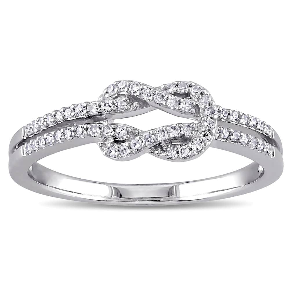 Miadora 14k White Gold 1/6ct TDW Diamond Double Row Infinity Ring