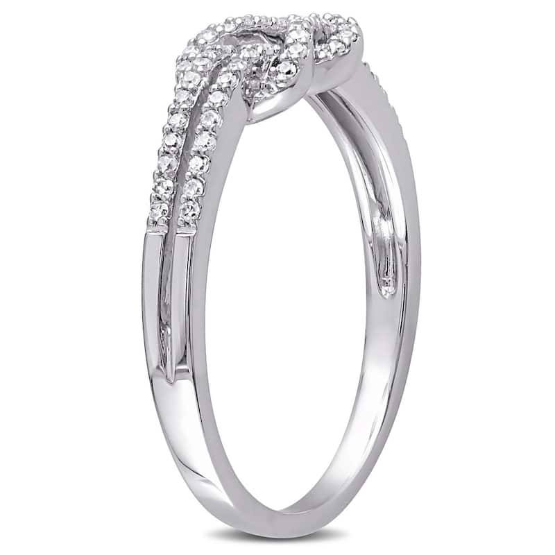 Miadora 14k White Gold 1/6ct TDW Diamond Double Row Infinity Ring