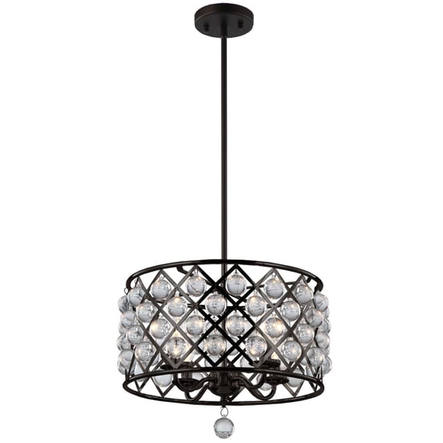 Dainolite Espresso Steel 4-light Chandelier with Crystals (Over 100 Watts) - Chandeliers For Bedrooms by Overstock.com