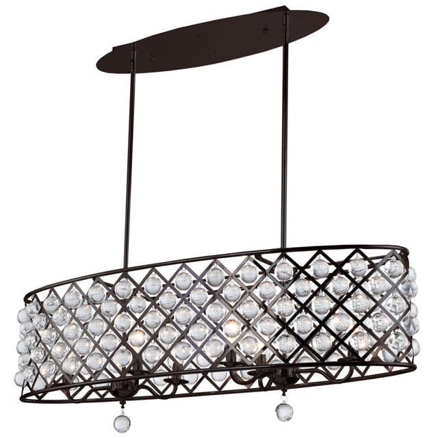 Dainolite Espresso 6-light Oval Chandelier with Crystals (Over 100 Watts) - Chandeliers For Bedrooms by Overstock.com