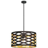 Dainolite Black on Gold 4-light Pendant with Cut-out Drum Shade