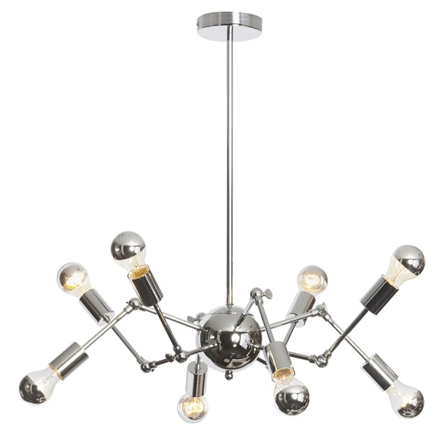 Dainolite Polished Chrome Steel 8-light Chandelier with Adjustable Arms - Polished chrome (Over 100 Watts) - Chandeliers For Bedrooms by Overstock.com