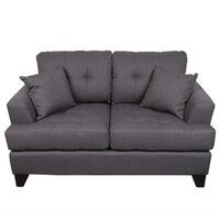 Porter Norwich Contemporary Charcoal Grey Polyester Sofa With Porter Norwich Charcoal Grey Modern Loveseat With 2 Throw Pillows