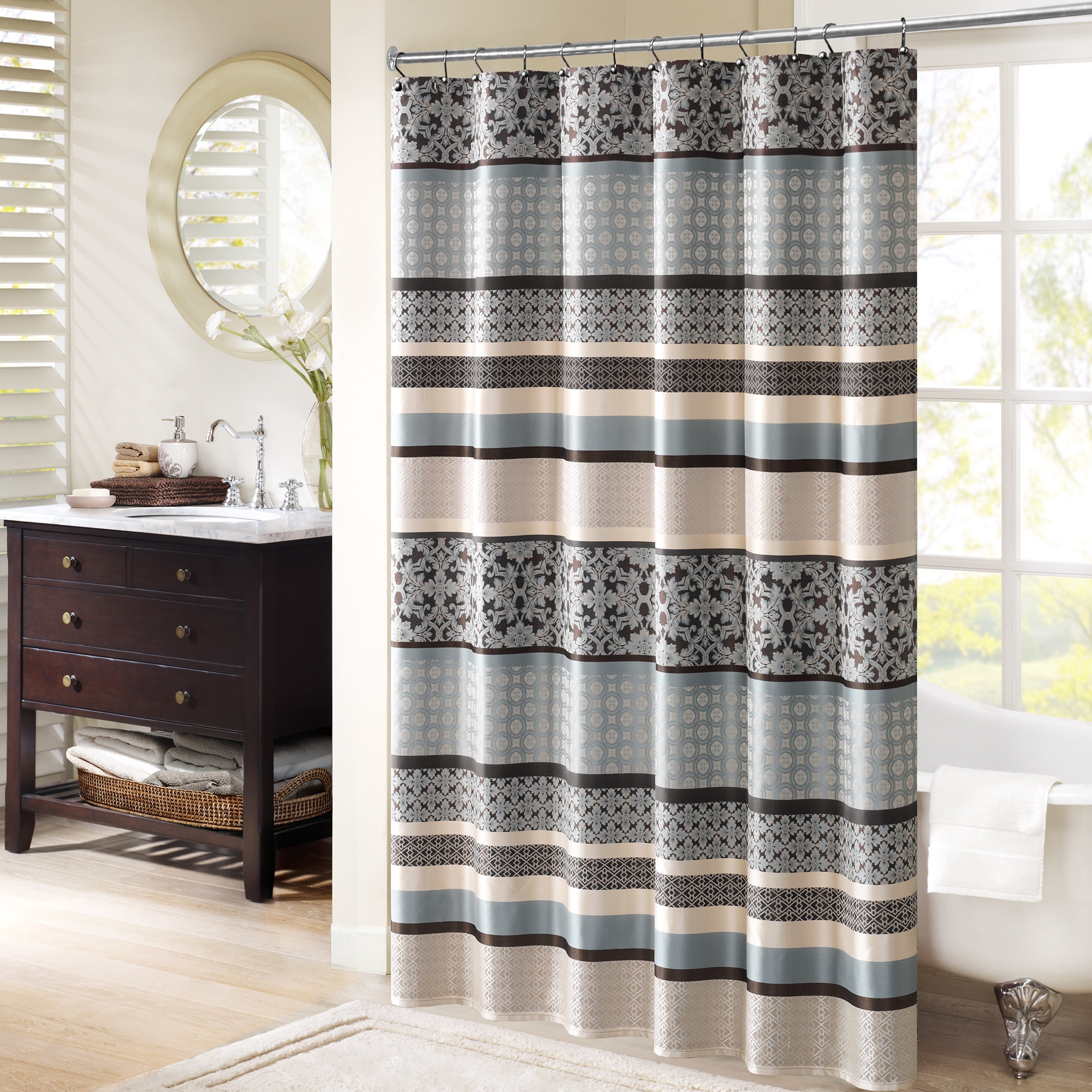 Madison Park Princeton Jacquard Shower Curtain 2-Color Option