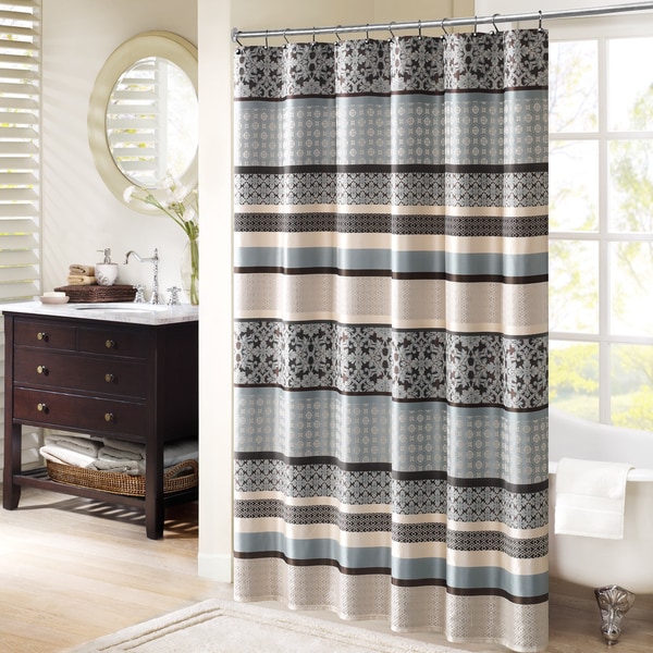 Intelligent Design Sonia Puckering Stripe Shower Curtain 7