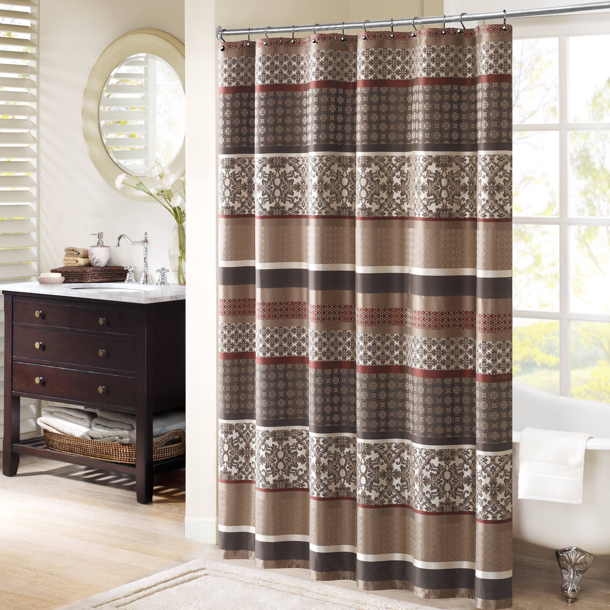 Madison Park Harvard Jacquard Shower Curtain 2Color Option On Sale