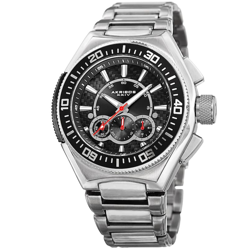 Akribos XXIV Men's Quartz Chronograph Silver-Tone Bracelet Watch