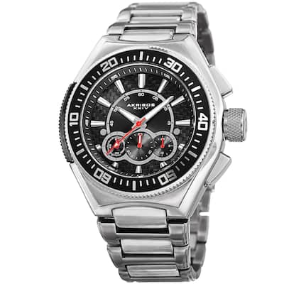 Akribos XXIV Men's Quartz Chronograph Silver-Tone Bracelet Watch