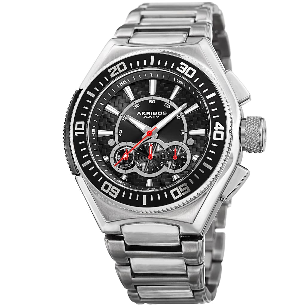 Akribos XXIV Men's Quartz Chronograph Silver-Tone Bracelet Watch