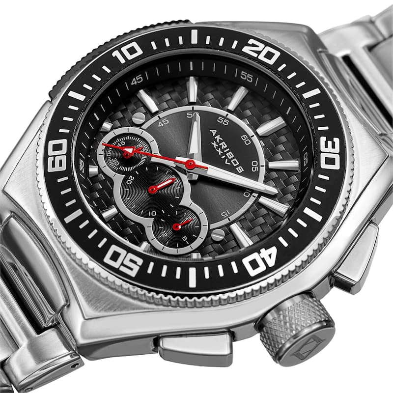 Akribos XXIV Men's Quartz Chronograph Silver-Tone Bracelet Watch