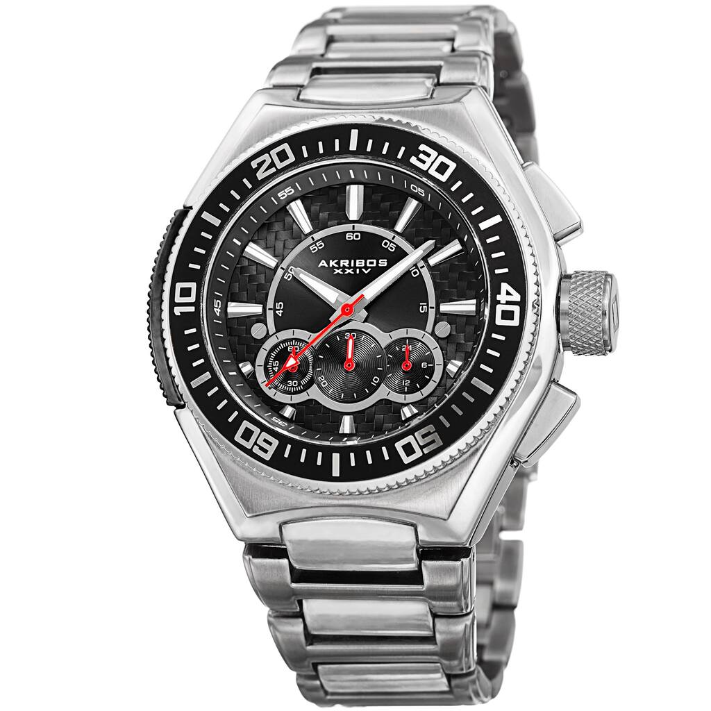 Akribos XXIV Men's Quartz Chronograph Silver-Tone Bracelet Watch
