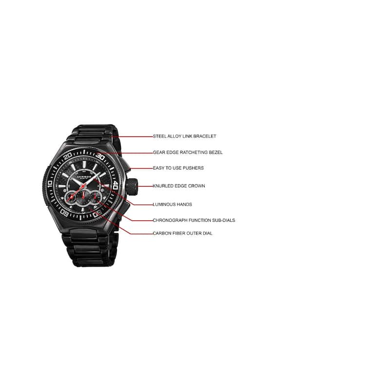 Akribos XXIV Men's Quartz Chronograph Black Bracelet Watch