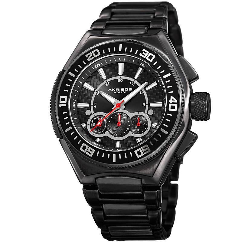 Akribos XXIV Men's Quartz Chronograph Black Bracelet Watch