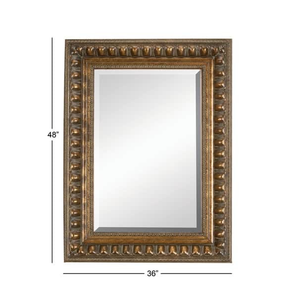 Traditional 48 X 36 Inch Brown Wood Beveled Wall Mirror Traditional 48 X 36 Inch Brown Wood Beveled Wall Mirror