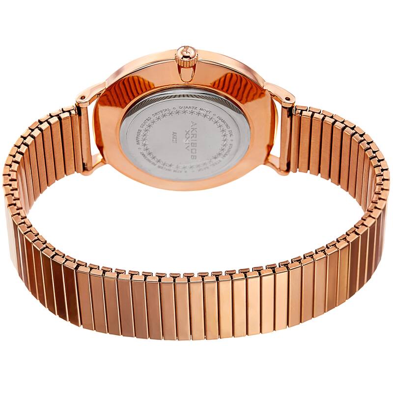 Akribos XXIV Women's Quartz Diamond Rose-Tone Bracelet Watch