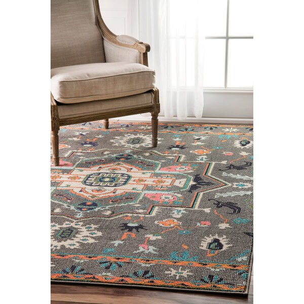 nuLOOM Transitional Tribal Medallion Grey Rug (7'10 x 11') 18889386 Shopping