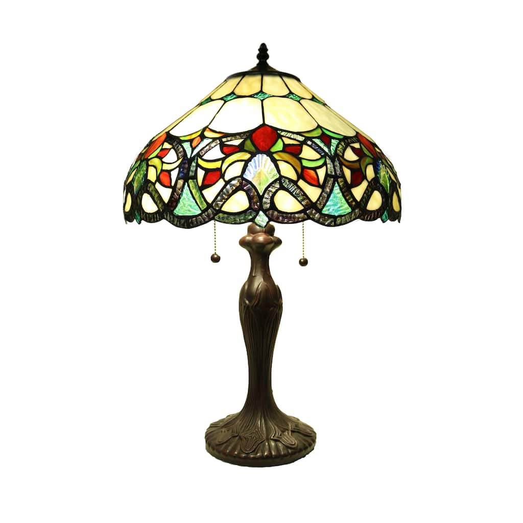 Ethelle 23-inch 2-light Geometrical Tiffany-style Table Lamp