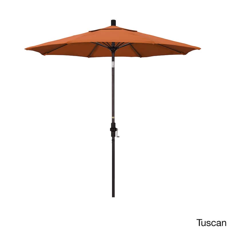 California Umbrella 7.5' Rd. Aluminum/Fiberglass Rib Patio Umb, Deluxe Crank Lift/Collar Tilt, Bronze Finish, Sunbrella Fabric