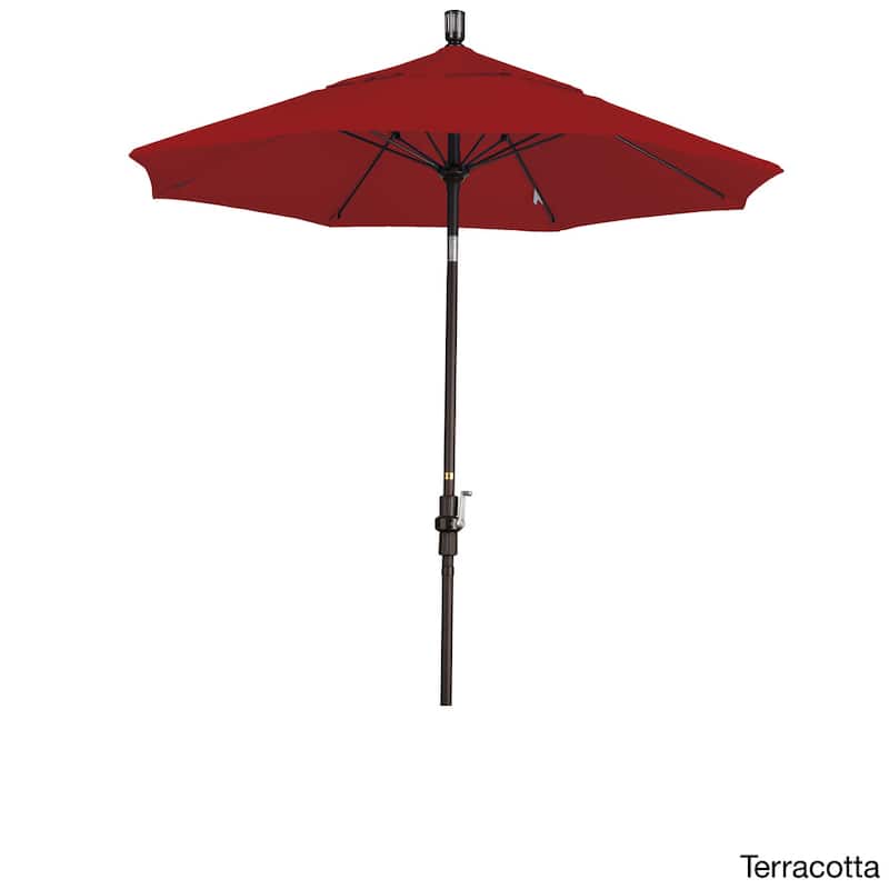 California Umbrella 7.5' Rd. Aluminum/Fiberglass Rib Patio Umb, Deluxe Crank Lift/Collar Tilt, Bronze Finish, Sunbrella Fabric