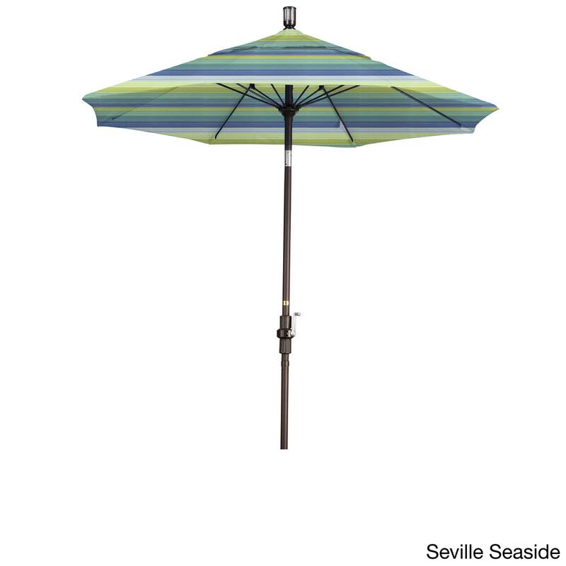 California Umbrella 7.5' Rd. Aluminum/Fiberglass Rib Patio Umb, Deluxe Crank Lift/Collar Tilt, Bronze Finish, Sunbrella Fabric
