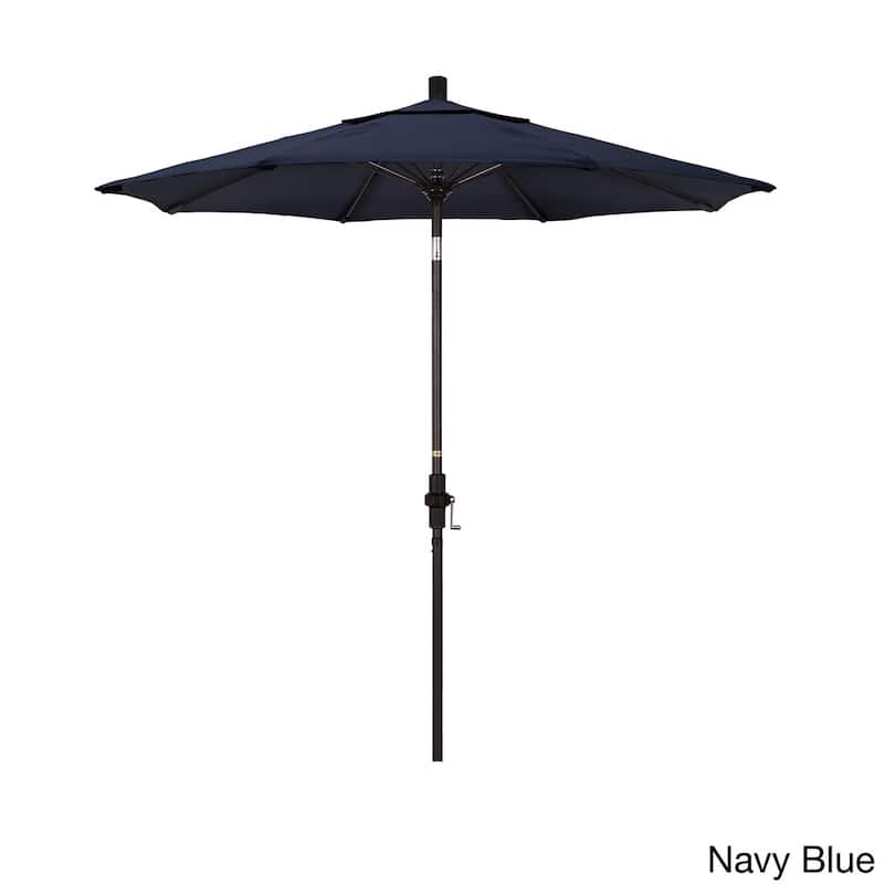 California Umbrella 7.5' Rd. Aluminum/Fiberglass Rib Patio Umb, Deluxe Crank Lift/Collar Tilt, Bronze Finish, Sunbrella Fabric