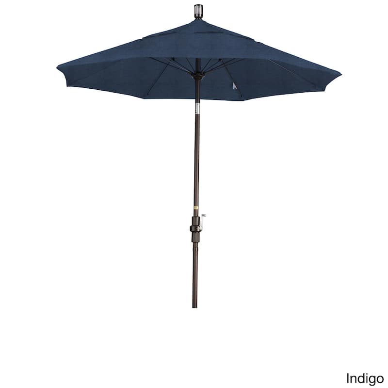 California Umbrella 7.5' Rd. Aluminum/Fiberglass Rib Patio Umb, Deluxe Crank Lift/Collar Tilt, Bronze Finish, Sunbrella Fabric