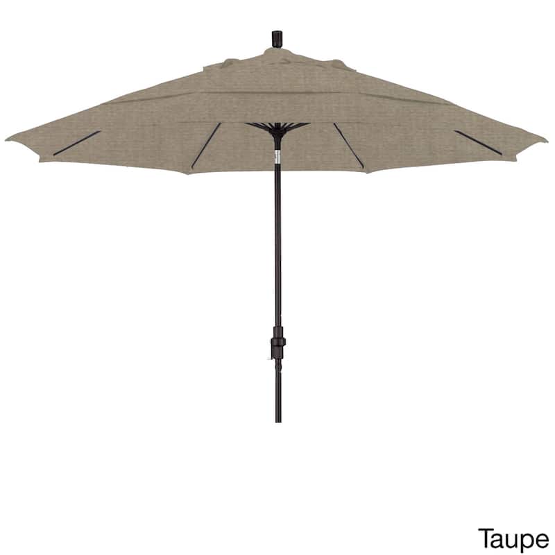 California Umbrella 11' Rd. Alum/Fiberglass Rib Patio Umb,Crank Lift/Collar Tilt, Dbl Wind Vent, Black Finish, Sunbrella Fabric