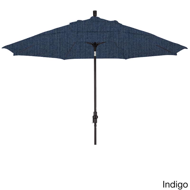 California Umbrella 11' Rd. Alum/Fiberglass Rib Patio Umb,Crank Lift/Collar Tilt, Dbl Wind Vent, Black Finish, Sunbrella Fabric