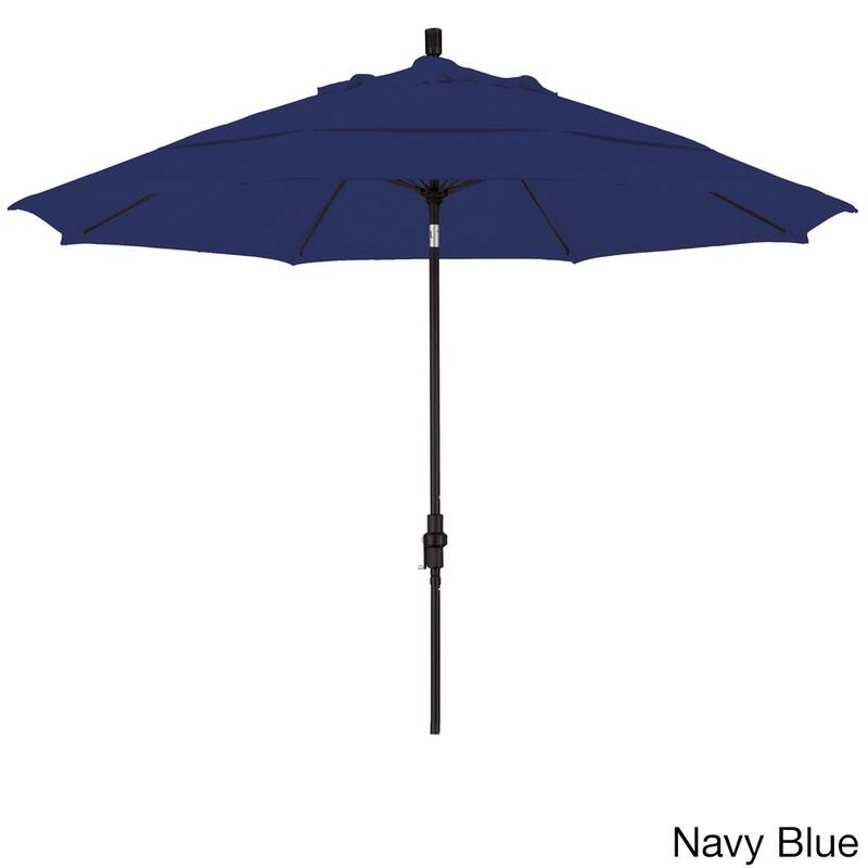 California Umbrella 11' Rd. Alum/Fiberglass Rib Patio Umb,Crank Lift/Collar Tilt, Dbl Wind Vent, Black Finish, Sunbrella Fabric