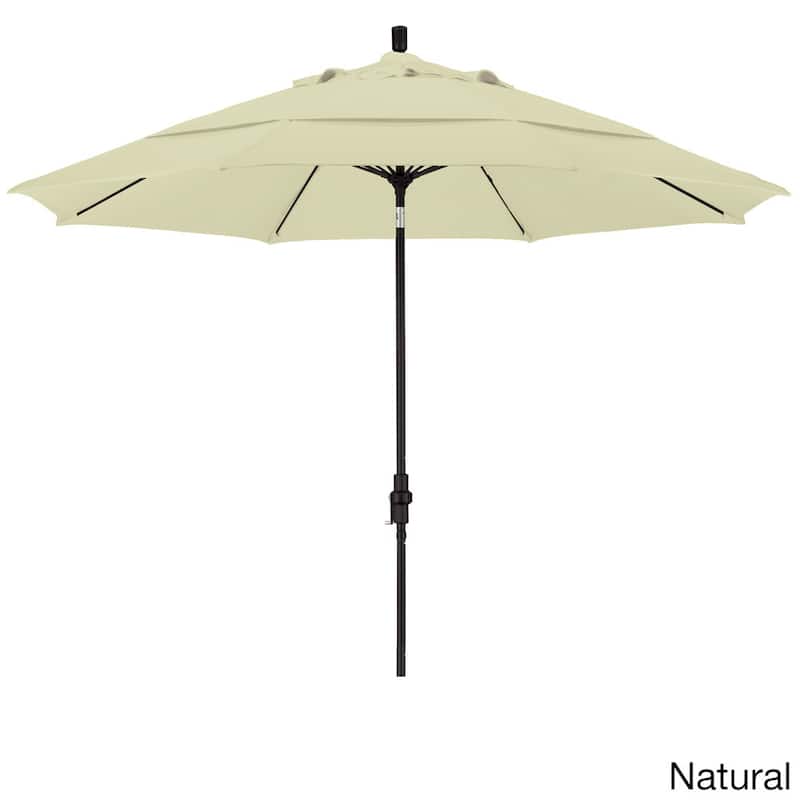 California Umbrella 11' Rd. Alum/Fiberglass Rib Patio Umb,Crank Lift/Collar Tilt, Dbl Wind Vent, Black Finish, Sunbrella Fabric