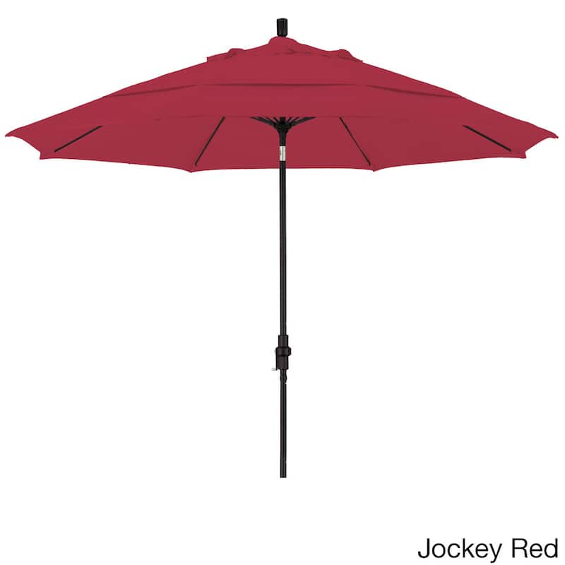 California Umbrella 11' Rd. Alum/Fiberglass Rib Patio Umb,Crank Lift/Collar Tilt, Dbl Wind Vent, Black Finish, Sunbrella Fabric