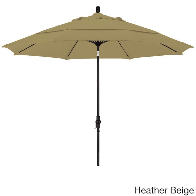 California Umbrella 11' Rd. Alum/Fiberglass Rib Patio Umb,Crank Lift/Collar Tilt, Dbl Wind Vent, Black Finish, Sunbrella Fabric