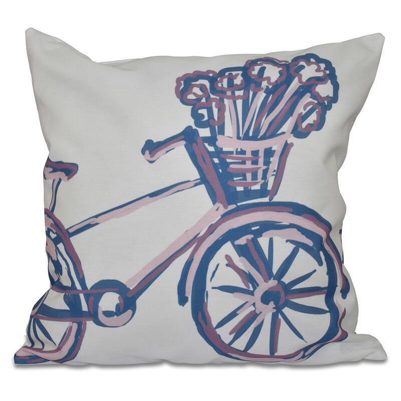 16 x 16-inch La Bicicleta Geometric Print Outdoor Pillow - Cadet