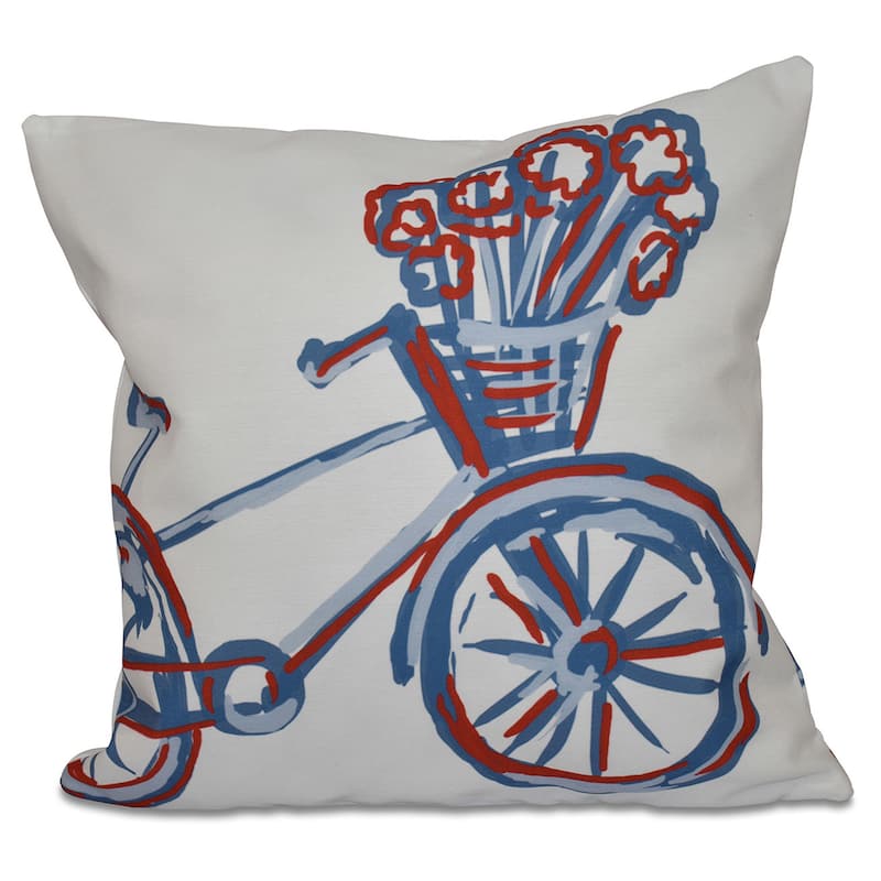 16 x 16-inch La Bicicleta Geometric Print Outdoor Pillow - Pink
