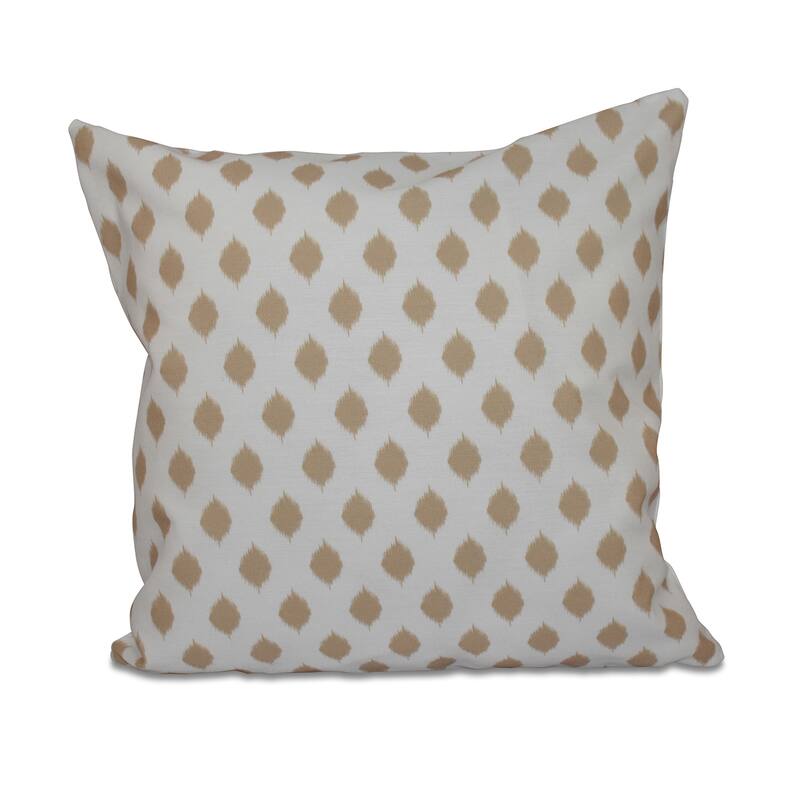 16 x 16-inch Cop-IKAT Geometric Print Outdoor Pillow - Taupe