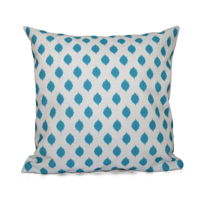 16 x 16-inch Cop-IKAT Geometric Print Outdoor Pillow - Blue