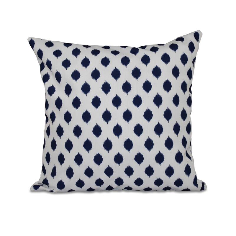 16 x 16-inch Cop-IKAT Geometric Print Outdoor Pillow - Navy
