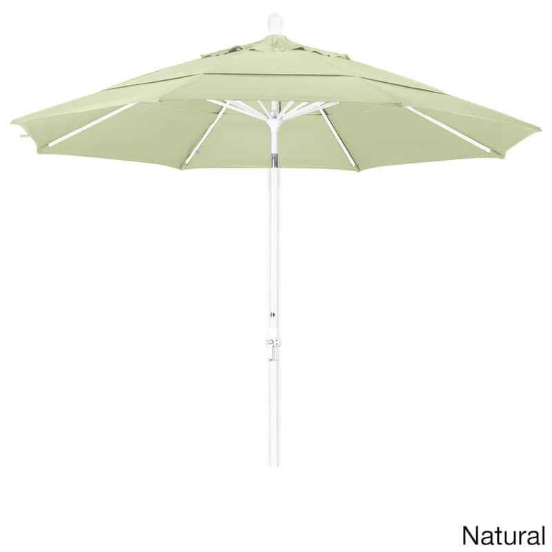California Umbrella 11' Rd. Aluminum Patio Umbrella, Crank Lift, Collar Tilt, Dbl Wind Vent, White Finish, Sunbrella Fabric
