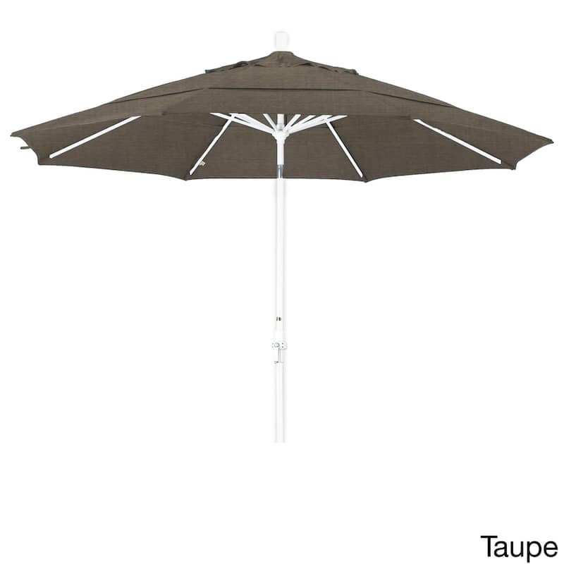 California Umbrella 11' Rd. Aluminum Patio Umbrella, Crank Lift, Collar Tilt, Dbl Wind Vent, White Finish, Sunbrella Fabric
