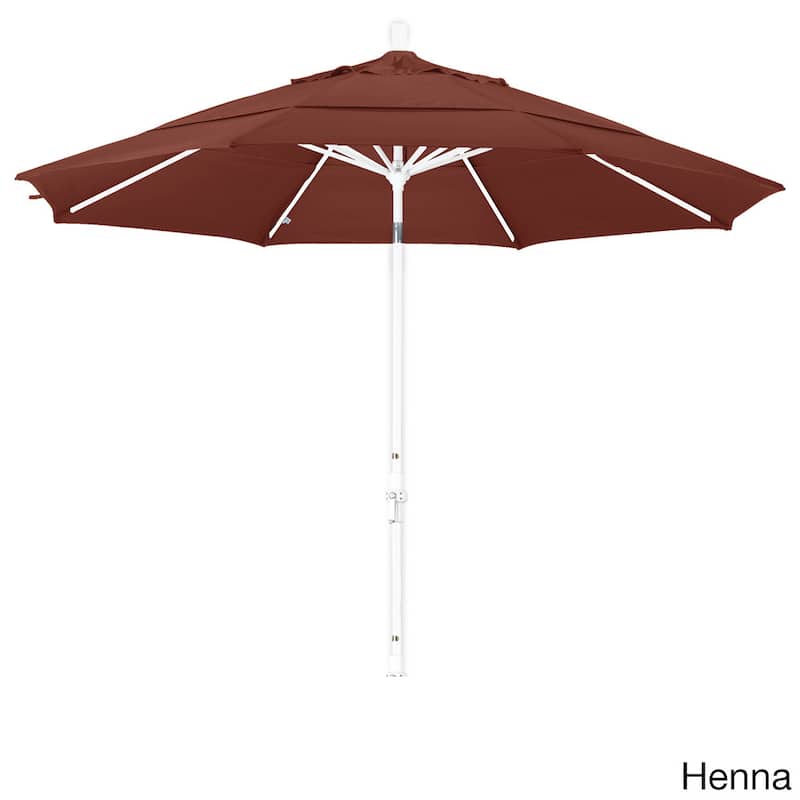 California Umbrella 11' Rd. Aluminum Patio Umbrella, Crank Lift, Collar Tilt, Dbl Wind Vent, White Finish, Sunbrella Fabric